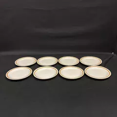 Set Of 8 Genuine Stoneware Vanilla Spice Bread Plates Beige