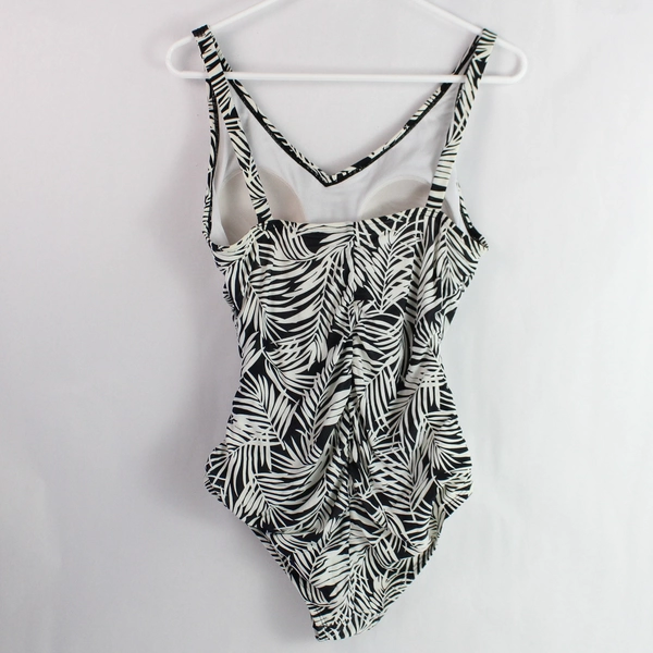 Speedo Black and White Palm Leaf Print One Piece Swimsuit Women's Size 10 