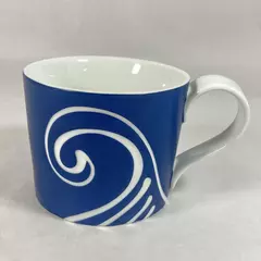 2008 Starbucks Blue Ceramic Cup With White Wave