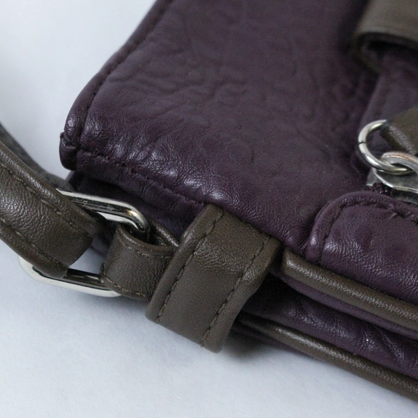 Rosetti Crossbody Purse Hand Bag Plum Purple Brown Handle Zip Snap Closure