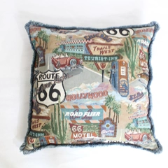 Vtg Unbranded Throw Accent Route 66 Pillow 26 x 26 x 8 Living Room Home Decor