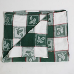 Vintage Corona Curtain Co. Christmas Holly Cotton Tablecloth 53" x 89" Flawed