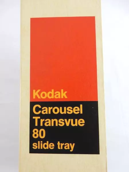Vintage Black Kodak Carousel Transvue 80 Slide Tray Original Box Index Sheet