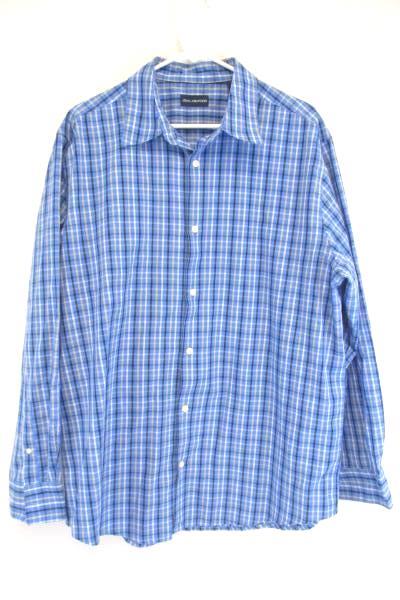 JOHN ASHFORD Long Sleeved Button Up Blue Plaid Shirt Size Extra Large