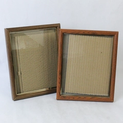 Lot of 2 Vtg Unbranded Picture Photo Frames Brown Clear Glass 8 x 10 Home Decor
