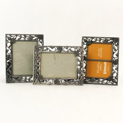 Lot of 3 Small Metal Desk Picture Frames Rose Design Stand Up 3.5x2.5 in Decor