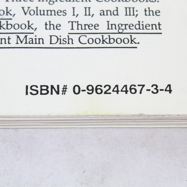 Low Cholesterol Three Ingredient Cookbook by Ruthie Wornall 1992 Spiral Booklet