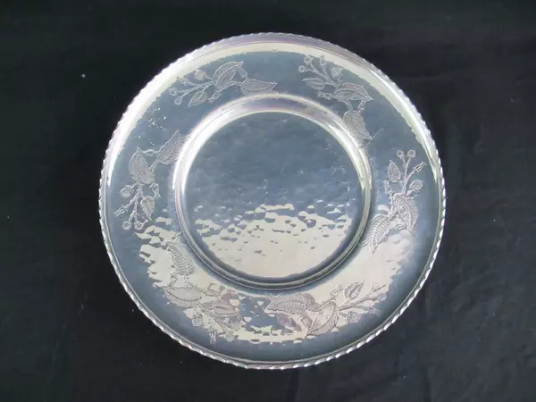Vintage Farberware Wrought Aluminum Lazy Susan Engraved Flowers Floral