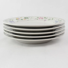 Lot of 5 Farberware Stoneware English Garden White Floral Bread Plates 225 