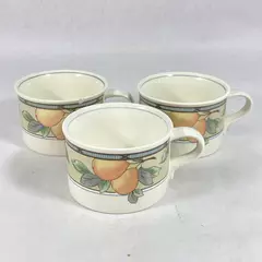 Set of 3 Mikasa Intaglio CAC29 Garden Harvest Flat Bottom Coffee Tea Cups