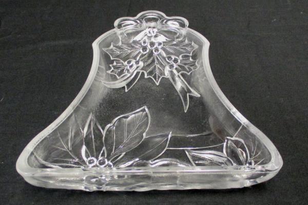 Bell Shaped Poinsettia Glass Trinket/Candy Dish Holiday Home Decor