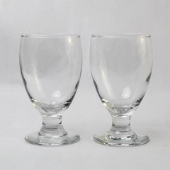 Lot of 2 Clear Crystal Beer Water Goblet Glasses 5 Inches Tall