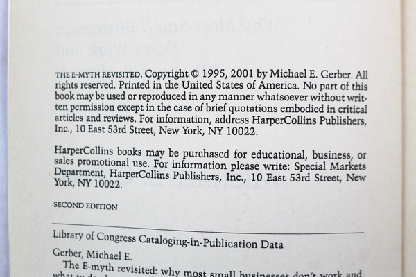 The E-Myth Revisited by Michael E. Gerber 2001 HarperCollins Paperback
