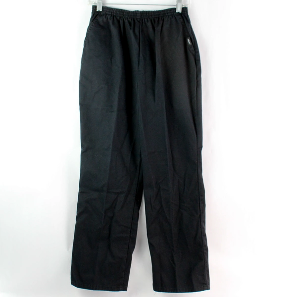 Vintage Chic Women's Black Elastic Waist Straight Leg Pants 100% Cotton Size 8P