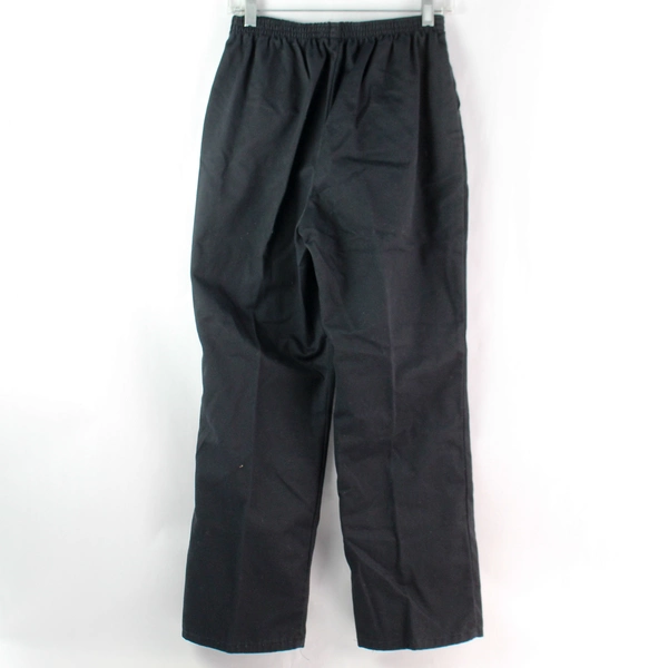 Vintage Chic Women's Black Elastic Waist Straight Leg Pants 100% Cotton Size 8P