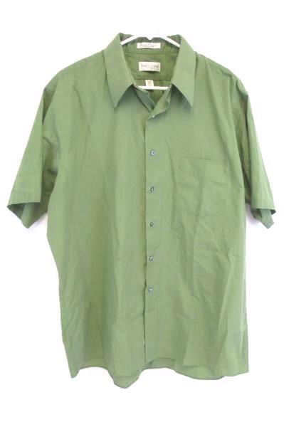 Men's Van Heusen Wrinkle Free Half Sleeve Button Down Shirt Sz 17 Olive Green