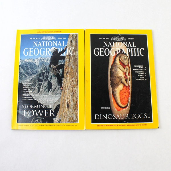 Lot of 2 Vintage 1996 National Geographic Magazines April and May Editions
