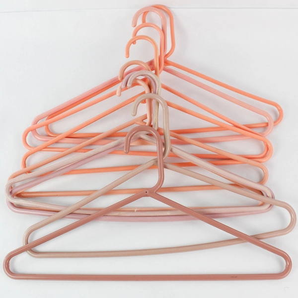 Lot of 10 Shades Of Pink Plastic Clothes Hangers Tubular Standard Size