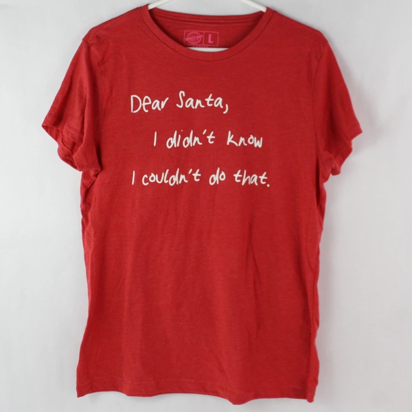 Crazy Dog Red Dear Santa Christmas T-shirt Women's Size Large