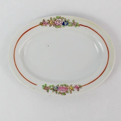 Small Vintage Flower Design Ceramic Decorative Trinket Dish 3.25x4.5"
