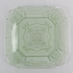 Vintage Indiana Glass Lorain Uranium Green Depression Glass Square Plate