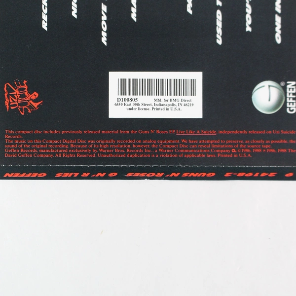 GN'R Lies by Guns N' Roses 1988 Album CD