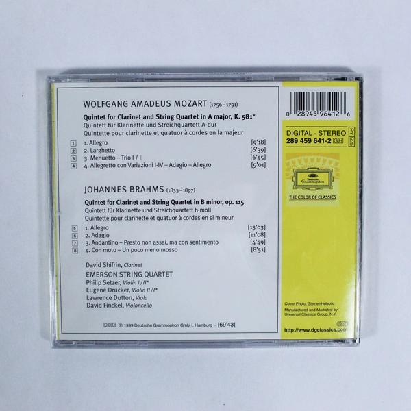 Clarinet Quintets by Emerson String Quartet CD 1999 Mozart Brahms Classical