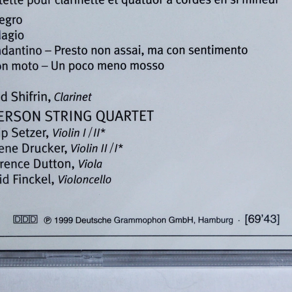 Clarinet Quintets by Emerson String Quartet CD 1999 Mozart Brahms Classical