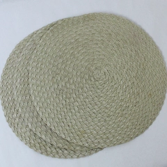 Lot of 3 Placemats Circular Braided Textured 14.5 Inch Woven Beige Home Decor