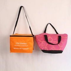 Lot of 2 Insulated Lunch Totes Bags Pink & Orange with Zip Closure