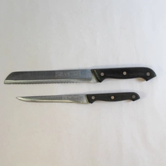 Lot of 2 Slitzer Kitchen Knives Serrated Slicer & Boning with Black Handles