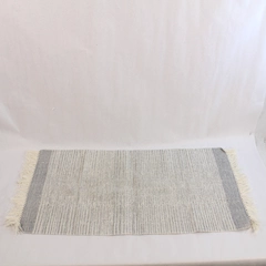 Woven Grey & White Fringe Accent Rug Boho Kitchen Bath Decor 31.75" x 17.5"