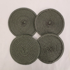 Set of 4 Coiled Braided Green and Brown Coasters Drinkware Bar Dining
