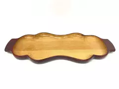 Vintage Nasco Master Pieces Wood Tray Reddish Brown Blonde 16.75" Long