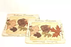 Lot of 2 Eurotrade Autumn Leaf Square Throw Pillow Covers 15" Good Condition