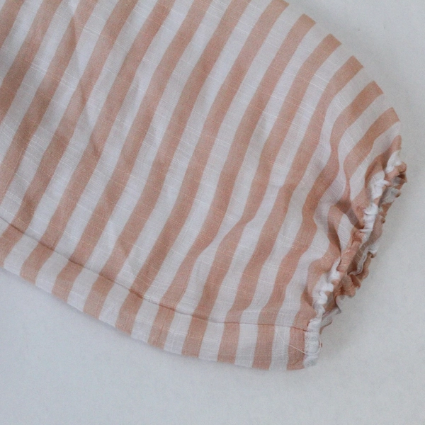 Zac & Rachel Shirt Top Blouse Women's L Orange White Semi Sheer 3/4 Sleeves