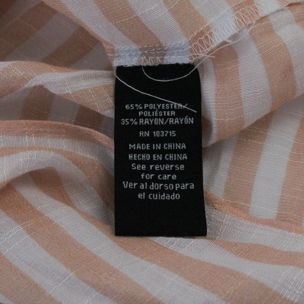 Zac & Rachel Shirt Top Blouse Women's L Orange White Semi Sheer 3/4 Sleeves