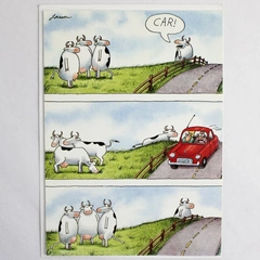 Vintage Gary Larson Far Side Blank Note Greeting Card CAR! Cows 1984 Envelope