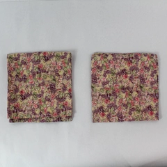 Lot of 2 Pink & Purple Vine Napkins with Roses & Pine Cones 14" Square