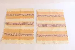 Lot of 2 Serape Style Placemats Beige Pink Purple Fringe Small Dining Decor