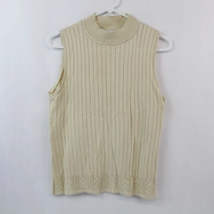 Aflred Dunner Women's Knit Top Sleeveless Sweater Size Small Acrylic Blend Beige