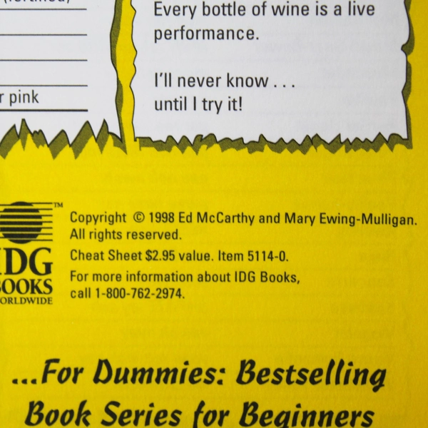 Wine for Dummies by Mary Ewing-Mulligan and Ed McCarthy 1998 Trade Paperback
