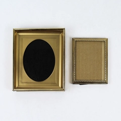 Lot of 2 Standing Gold-Tone Metal Desk Photo Frames 3.25" x 4.25" & 5" x 6"