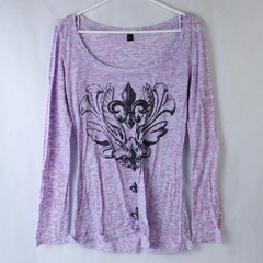 Unbranded T Tee Shirt Top Women's Size Large Pink V Neck Long Sleeves