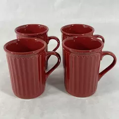 Set of 4 J.C. Penney Home Italiana Red Coffee Mugs