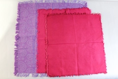 Lot of 3 Fringe Napkins Purple Paisley Magenta Pink Cloth Fabric Textiles