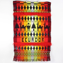 Multicolor Striped Llama Design Ecuador Woven Wall Tapestry 36" x 52"