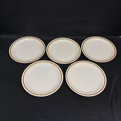 Set of 5 Genuine Stoneware Vanilla Spice Dinner Plates Beige 10.75 Inch