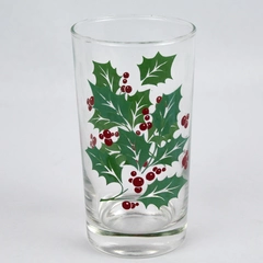 Vintage Bartlett Collins Holly & Berry Christmas Glass Tumbler 5 in