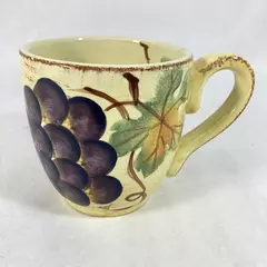 Tabletops Unlimited Vino Purple Grapes Coffee Cup Light Yellow